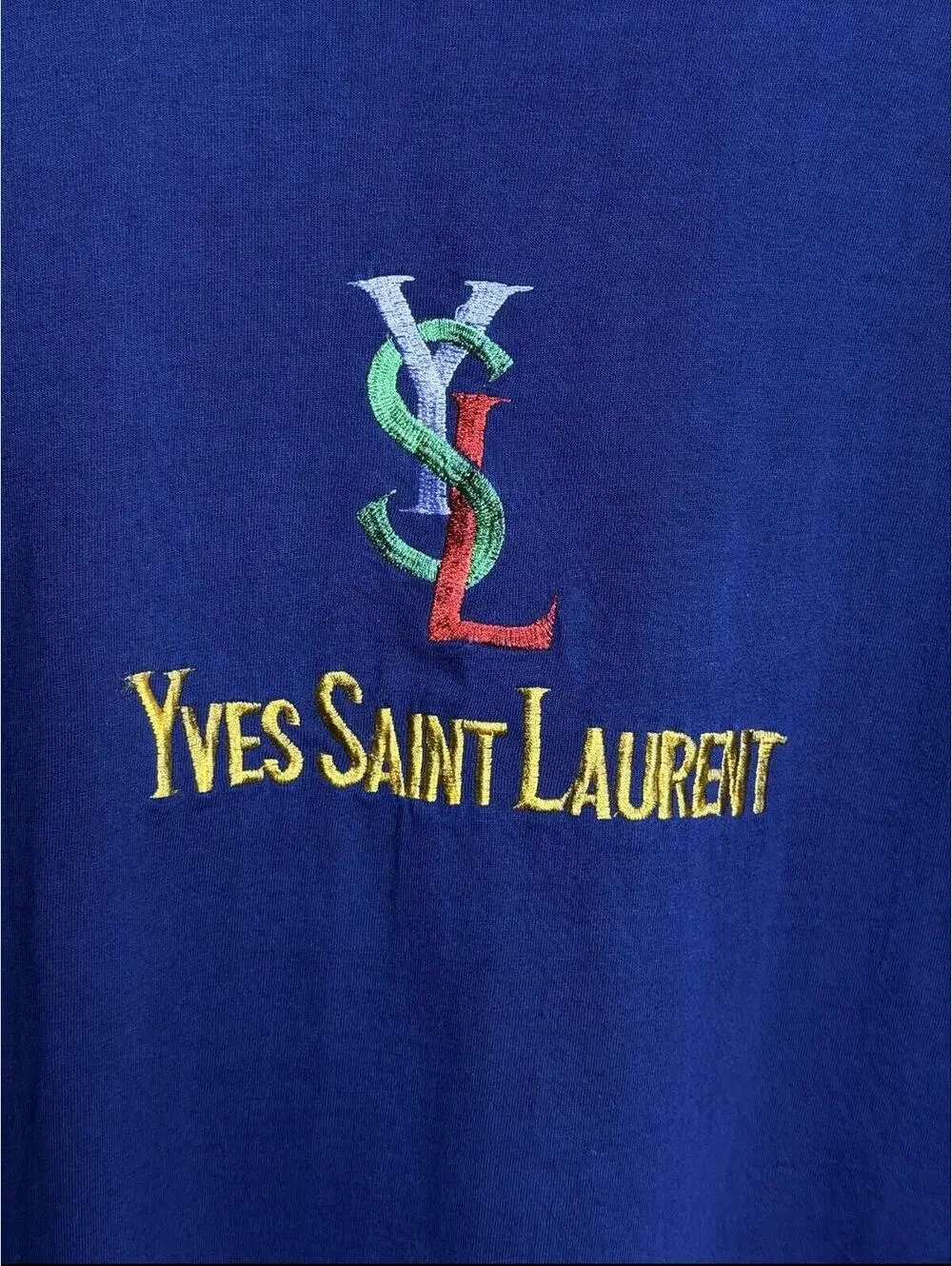 Vintage Yves Saint Laurent YSL Embroidered Logo Tee 80s - Picture 3 of 7
